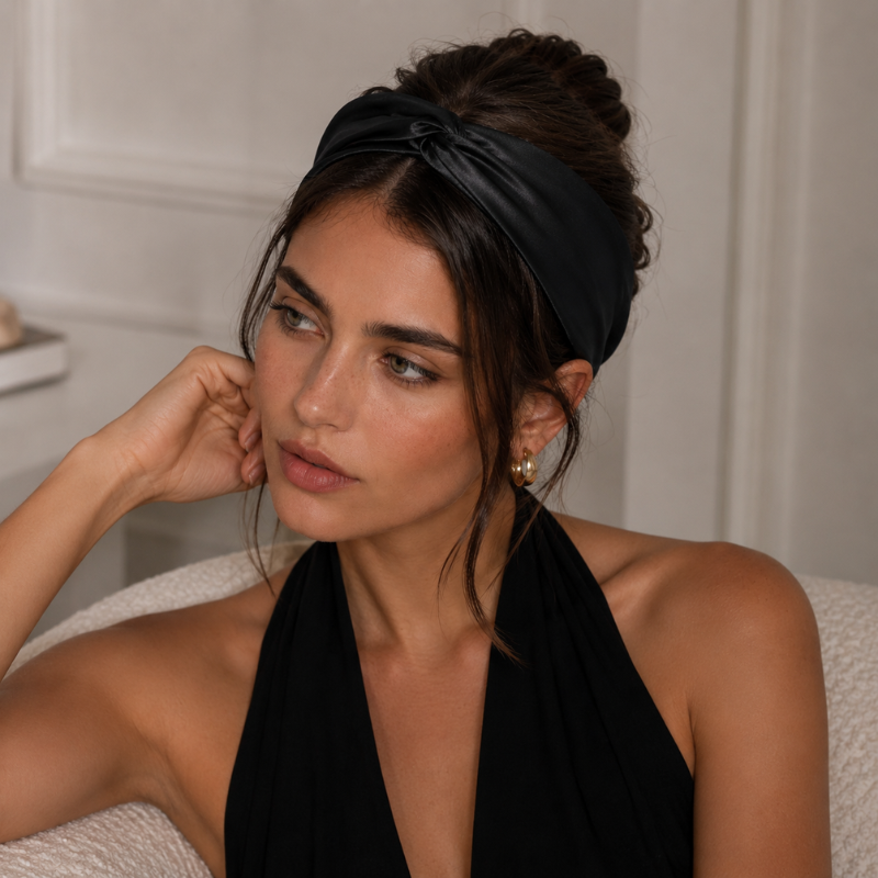 Silk Headband Beige