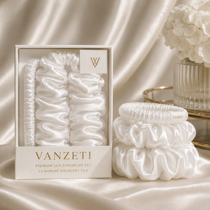 Silk Scrunchies White