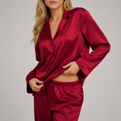 Long Premium Silk PJ Set Navy