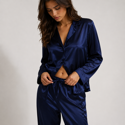 Long Premium Silk PJ Set white