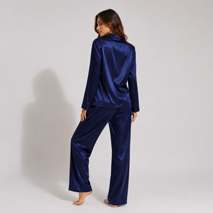 Long Premium Silk PJ Set Black