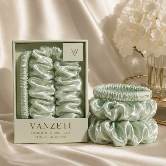 Silk Scrunchies Green