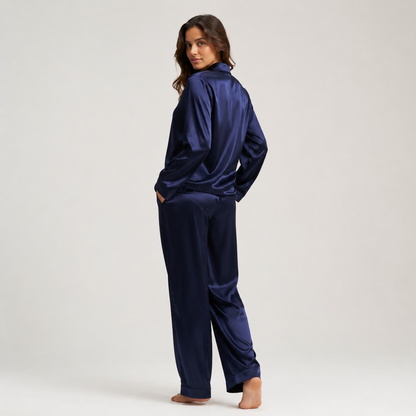 Long Premium Silk PJ Set Black