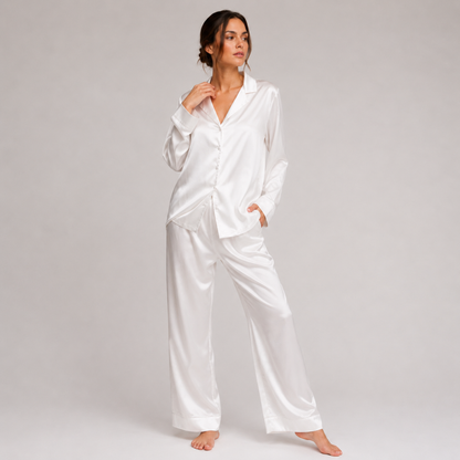 Long Premium Silk PJ Set Pink