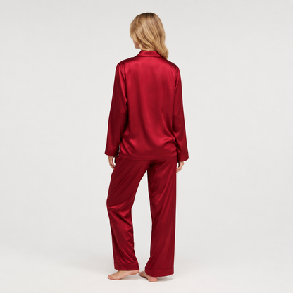 Long Premium Silk PJ Set RED