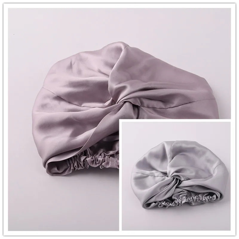 100% Mulberry Silk Night Cap 19 Momme Silk Bonnet Women's Solid Sleeping Hat Night Sleep Cap Hair Care Free Shipping World Wide