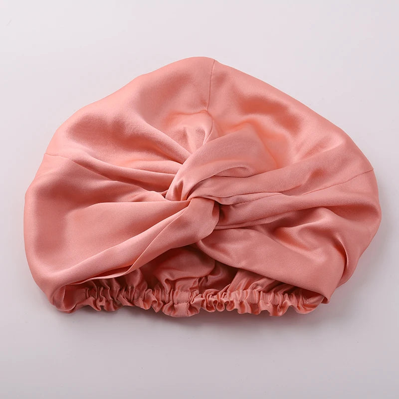 100% Mulberry Silk Night Cap 19 Momme Silk Bonnet Women's Solid Sleeping Hat Night Sleep Cap Hair Care Free Shipping World Wide
