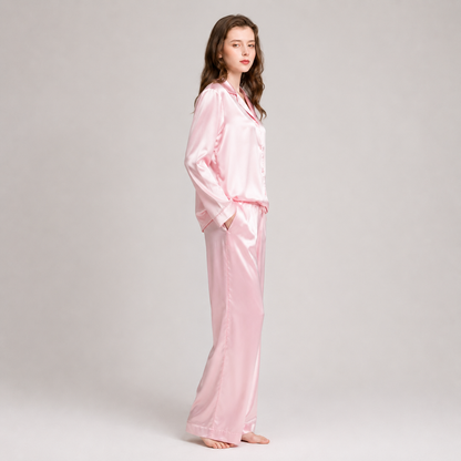 Long Premium Silk PJ Set Pink