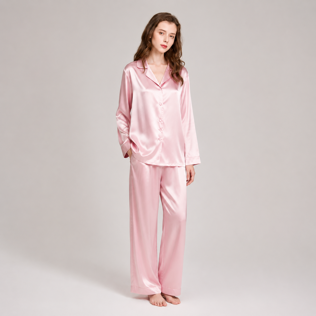 Long Premium Silk PJ Set Black