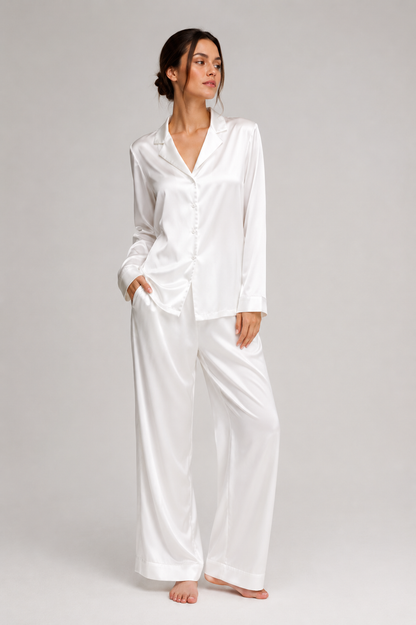 Long Premium Silk PJ Set Pink